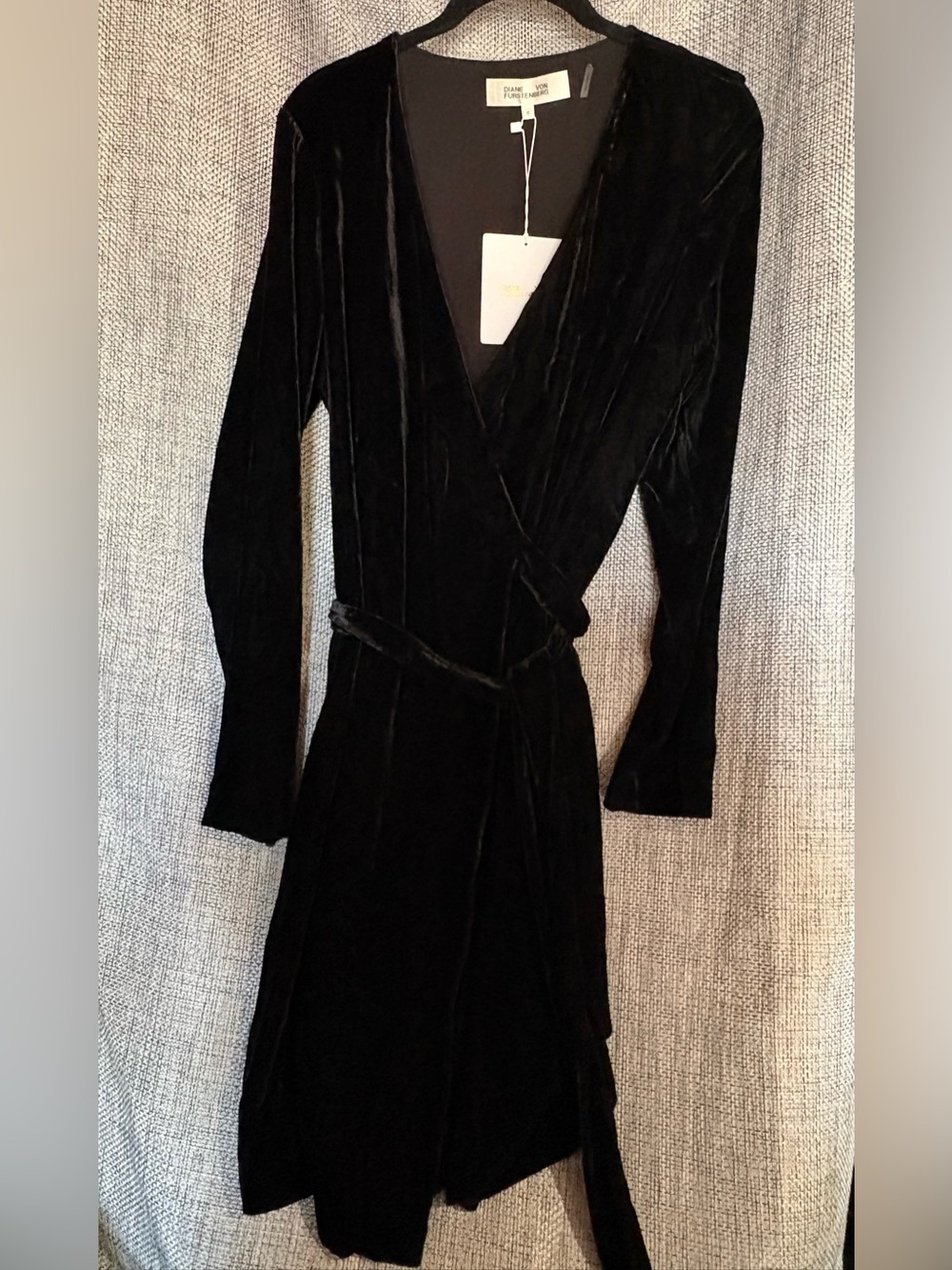 Diane Von Furstenberg Black Velvet Wrap Dress